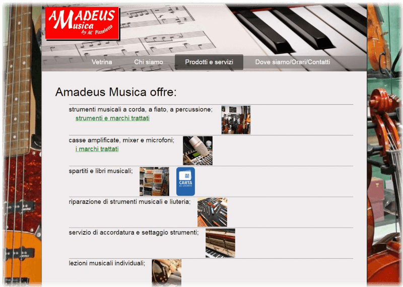 Sito Amadeus musica screenshot